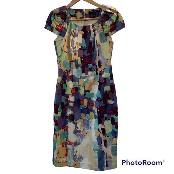 Designer silk blend multi-color dress - Picture 4 of 8